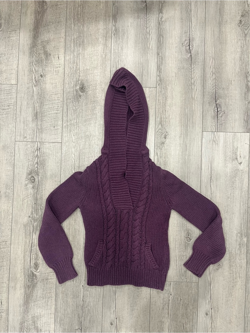 Old Navy Cable-Knit Hooded Sweater - Purple